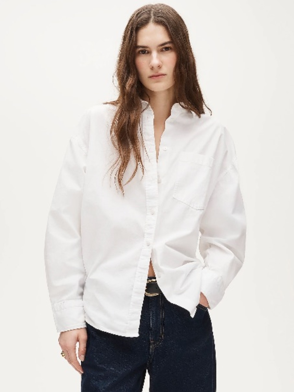 J.Crew XXS white Étienne oversized button-up shirt in lightweight oxford